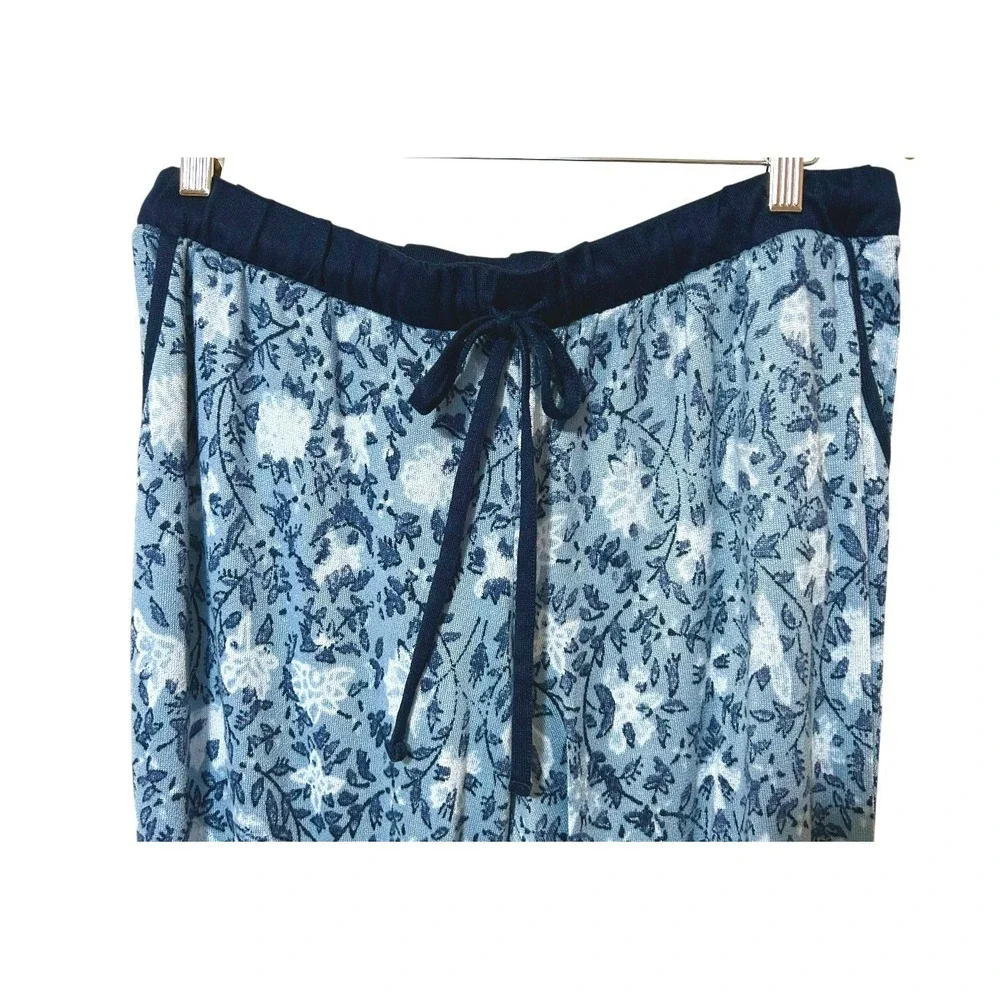 Lucky Brand Women's Floral Pajamas Sleepwear XL Blue Stretch Pockets Soft Cozy